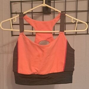 Coral and Gray Racerback Sports Bra